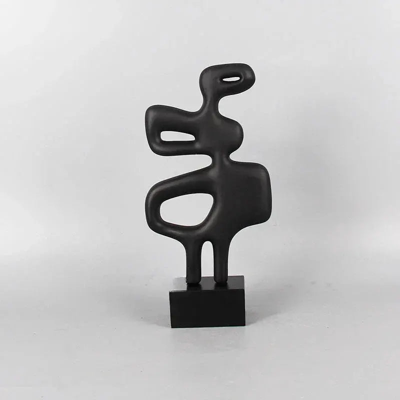 Modern Abstract Black Sculpture Statue for Contemporary Home Decor by House Of Avana