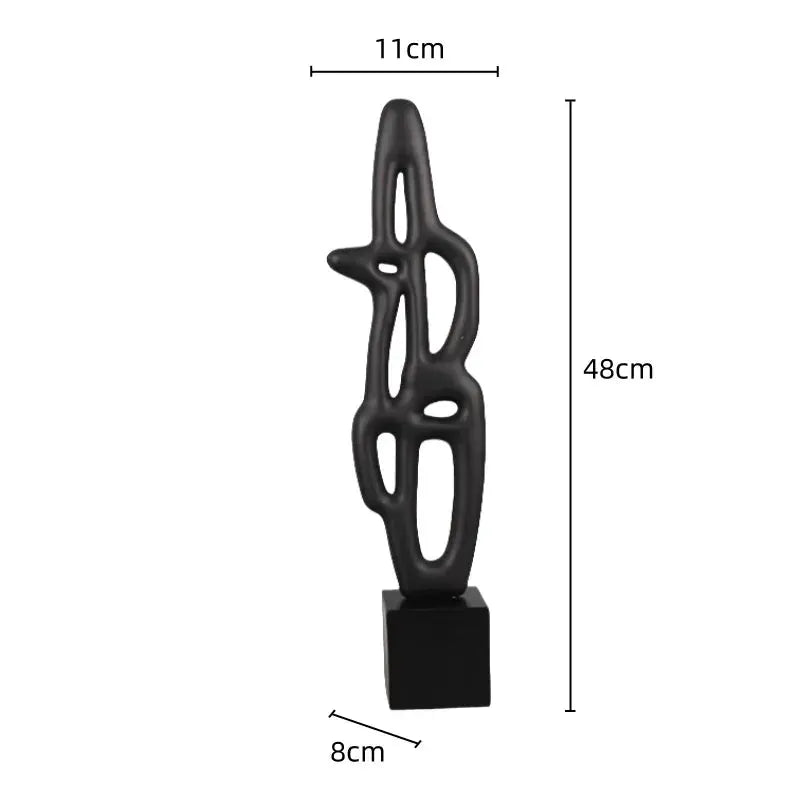 Modern Abstract Black Sculpture Statue for Contemporary Home Decor by House Of Avana
