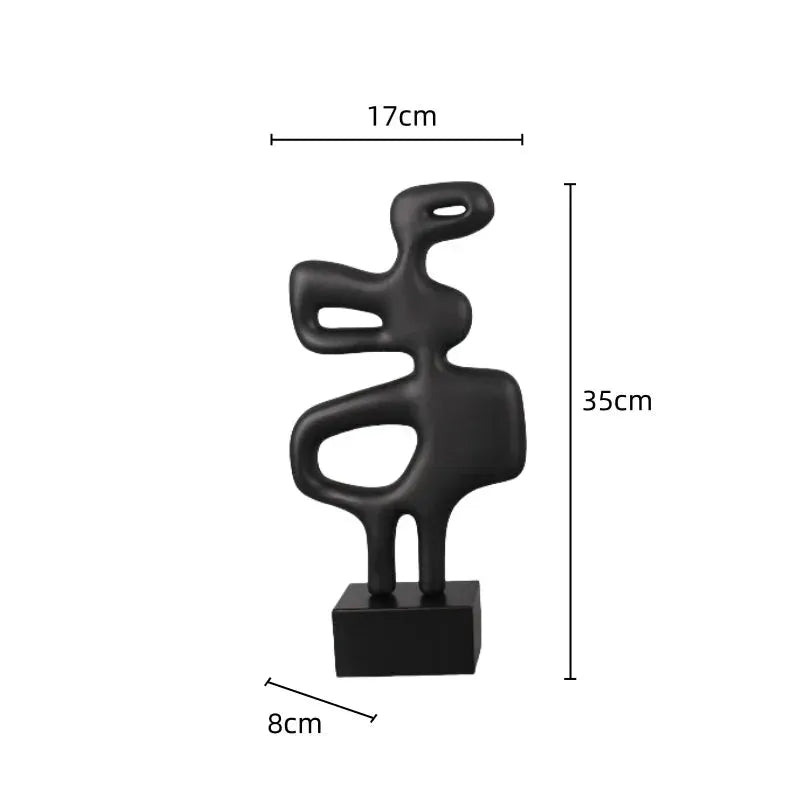 Modern Abstract Black Sculpture Statue for Contemporary Home Decor by House Of Avana