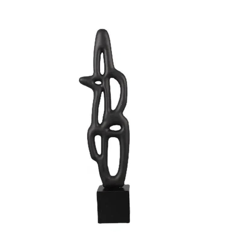 Modern Abstract Black Sculpture Statue for Contemporary Home Decor by House Of Avana