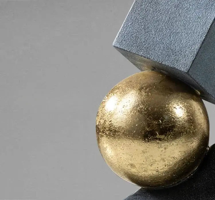 Abstract Geometric Sculpture Gold Leaf Accents for Your Living Room by House Of Avana