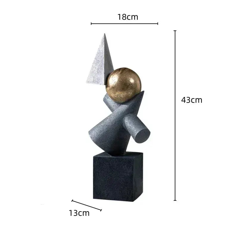 Abstract Geometric Sculpture Gold Leaf Accents for Your Living Room by House Of Avana