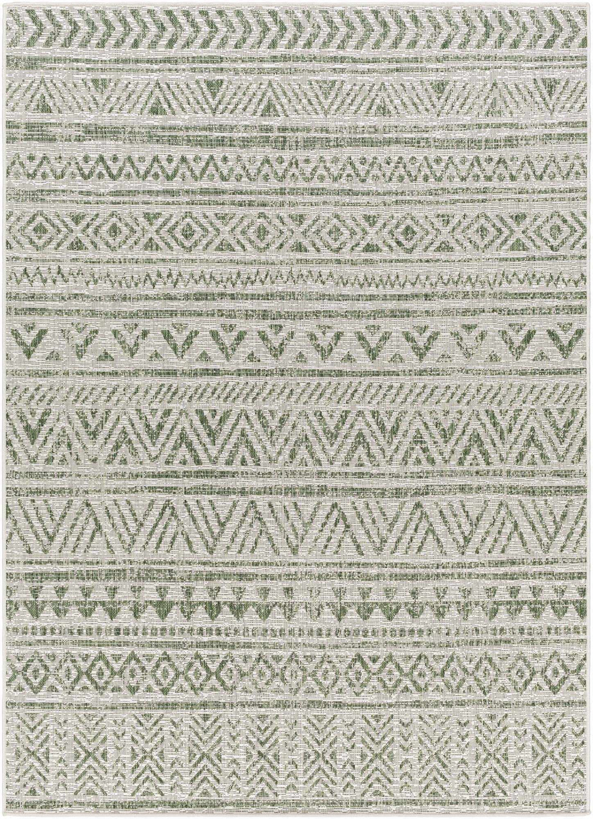 Novato Olive All Over Pattern Performance Outdoor Rug