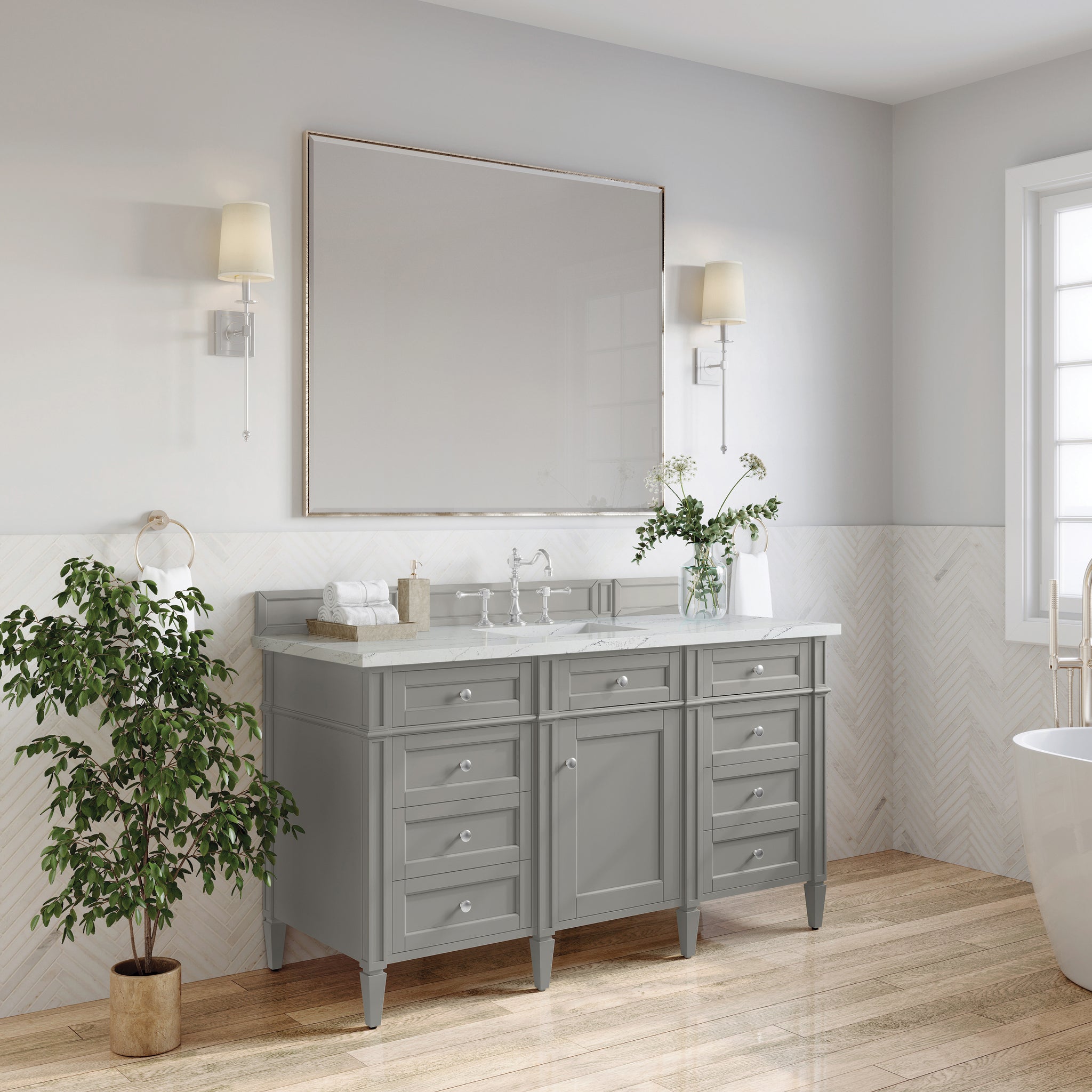 James Martin Brittany 60" Single Bathroom Vanity, Urban Gray, view 26