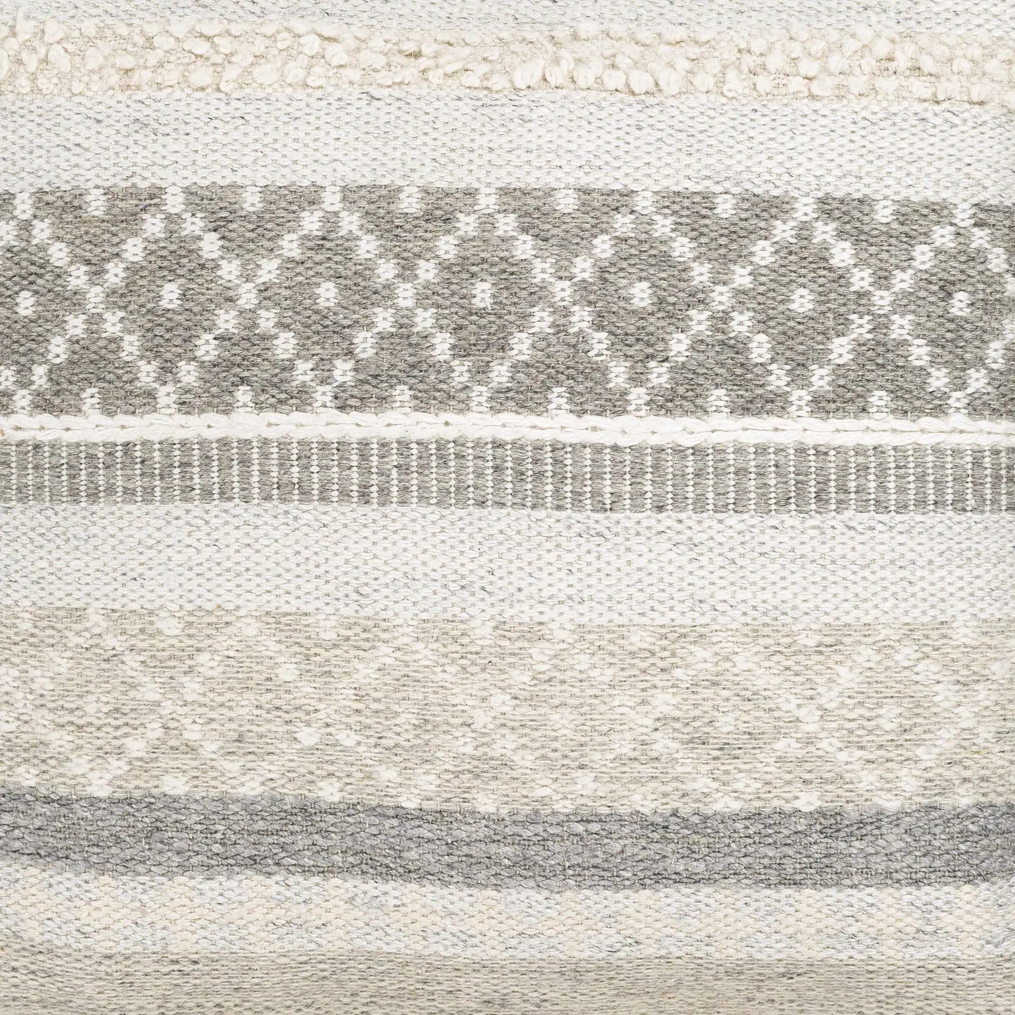 Geyser Woven White Gray Cotton Pouf - Clearance by Boutique Rugs