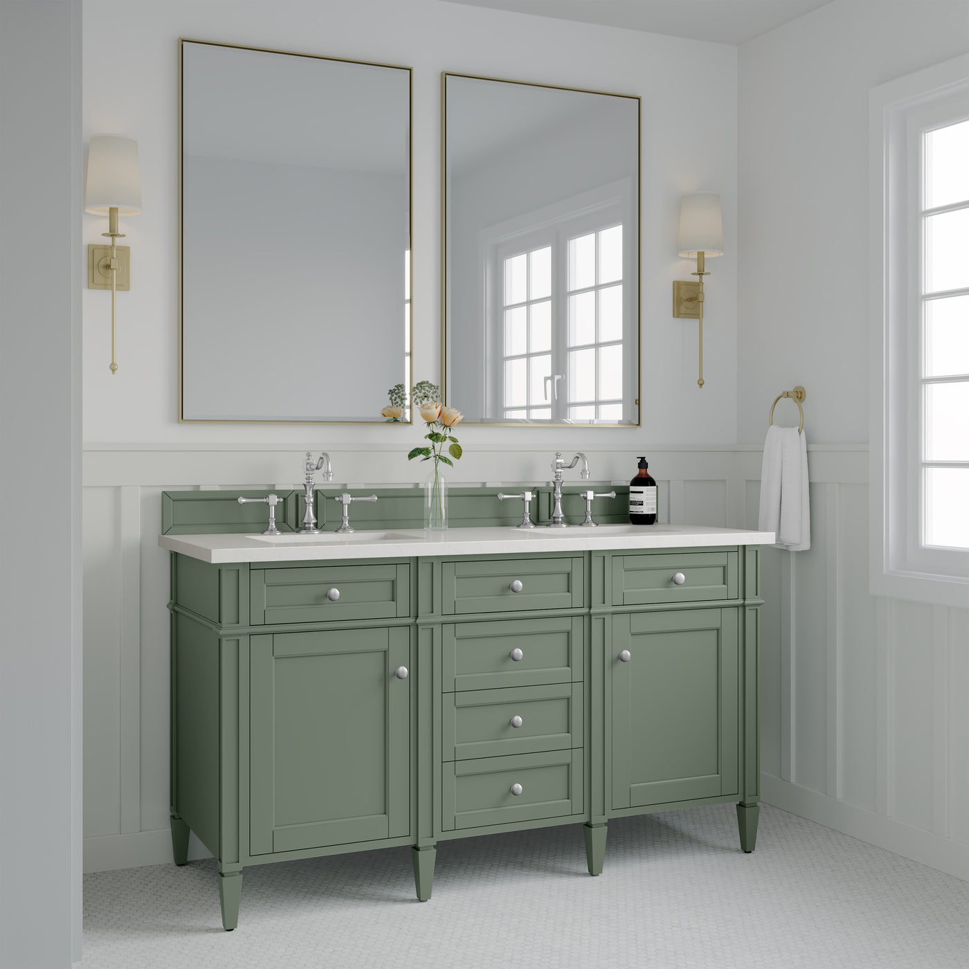 James Martin Brittany 60" Double Bathroom Vanity, Smokey Celadon, view 20
