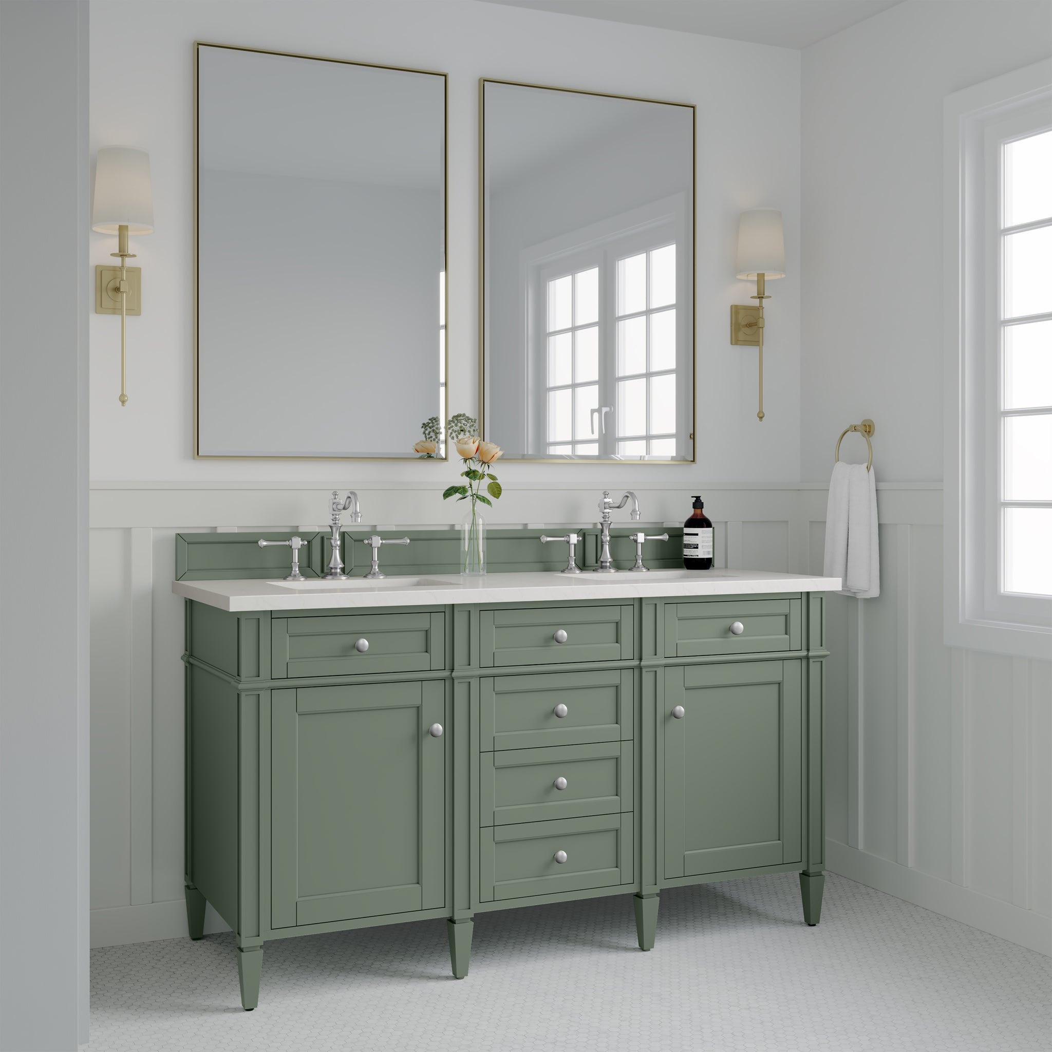 James Martin Brittany 60" Double Bathroom Vanity, Smokey Celadon, view 20