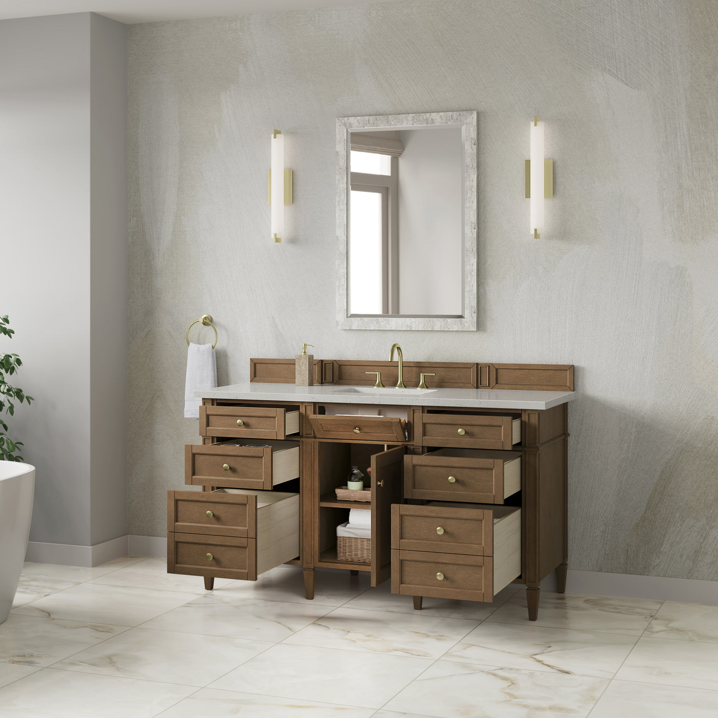 James Martin Brittany 60" Single Bathroom Vanity, Pecan, view 30