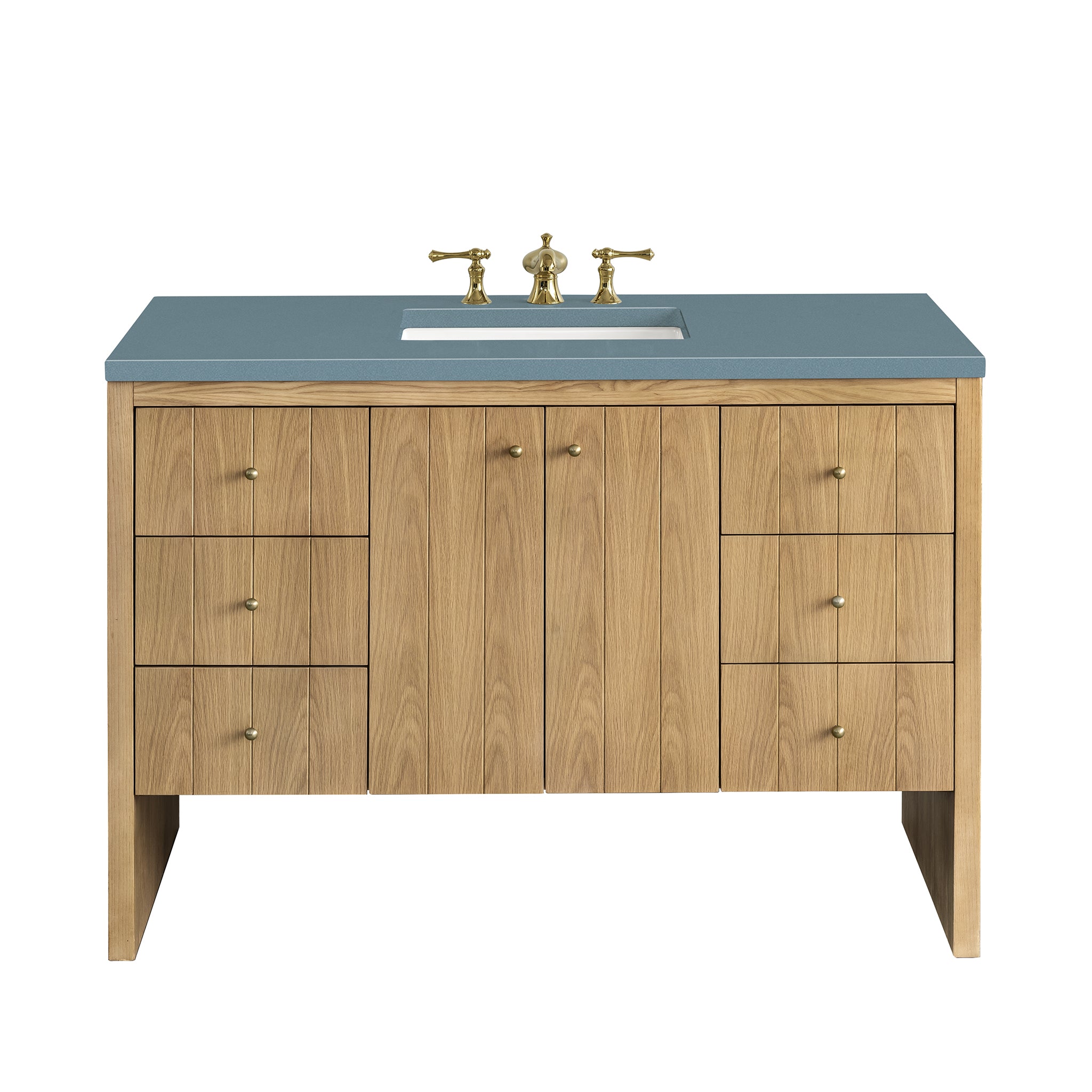 James Martin Hudson 48" Single Bathroom Vanity, Light Natural Oak with Cala Blue countertop