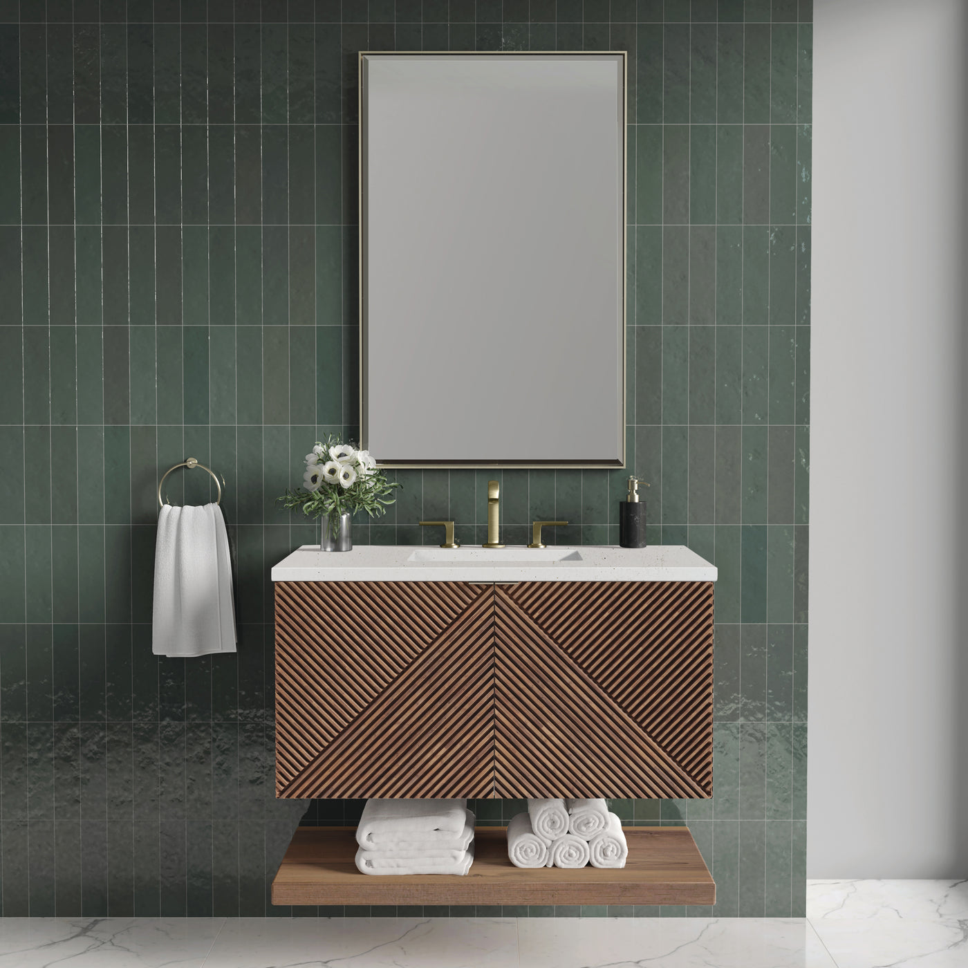 James Martin Marcello 36" Floating Single Bathroom Vanity, Chestnut, view 20