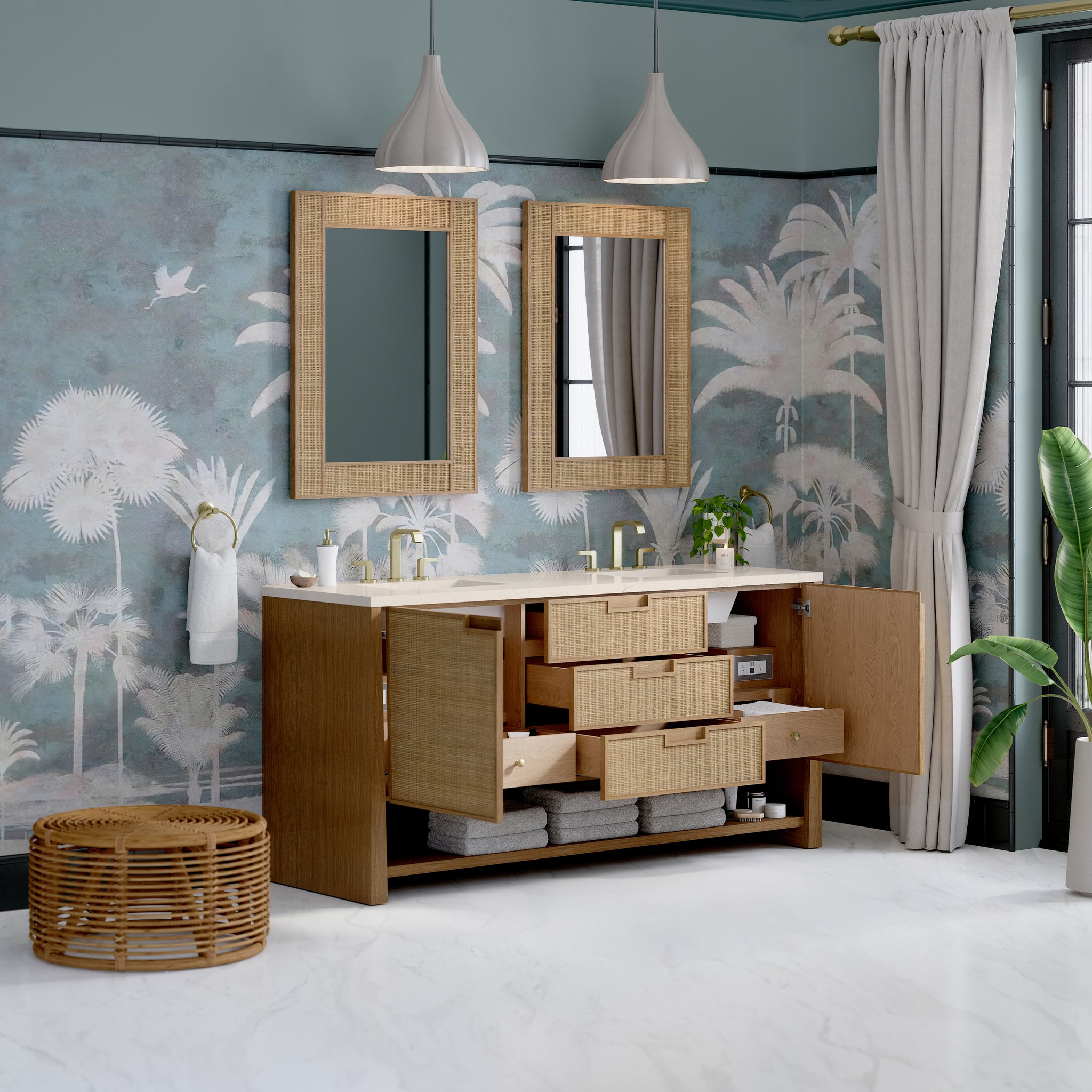 James Martin Solene 72" Double Bathroom Vanity, Seaside Oak, view 24