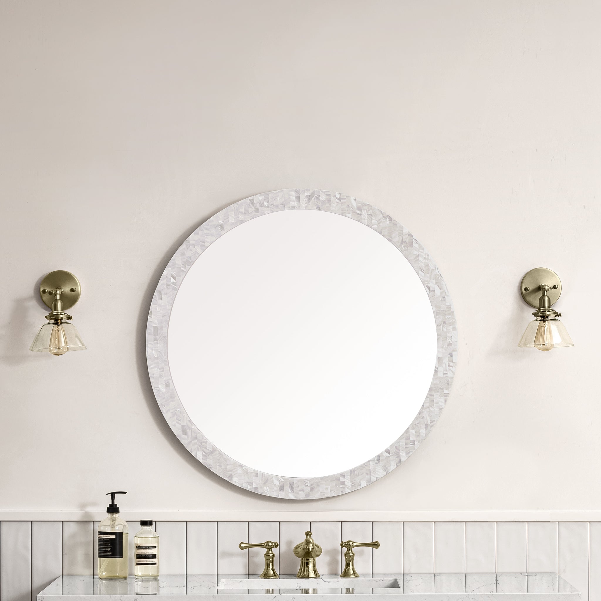 James Martin Callie 30" Mirror, White Mother of Pearl, view 2