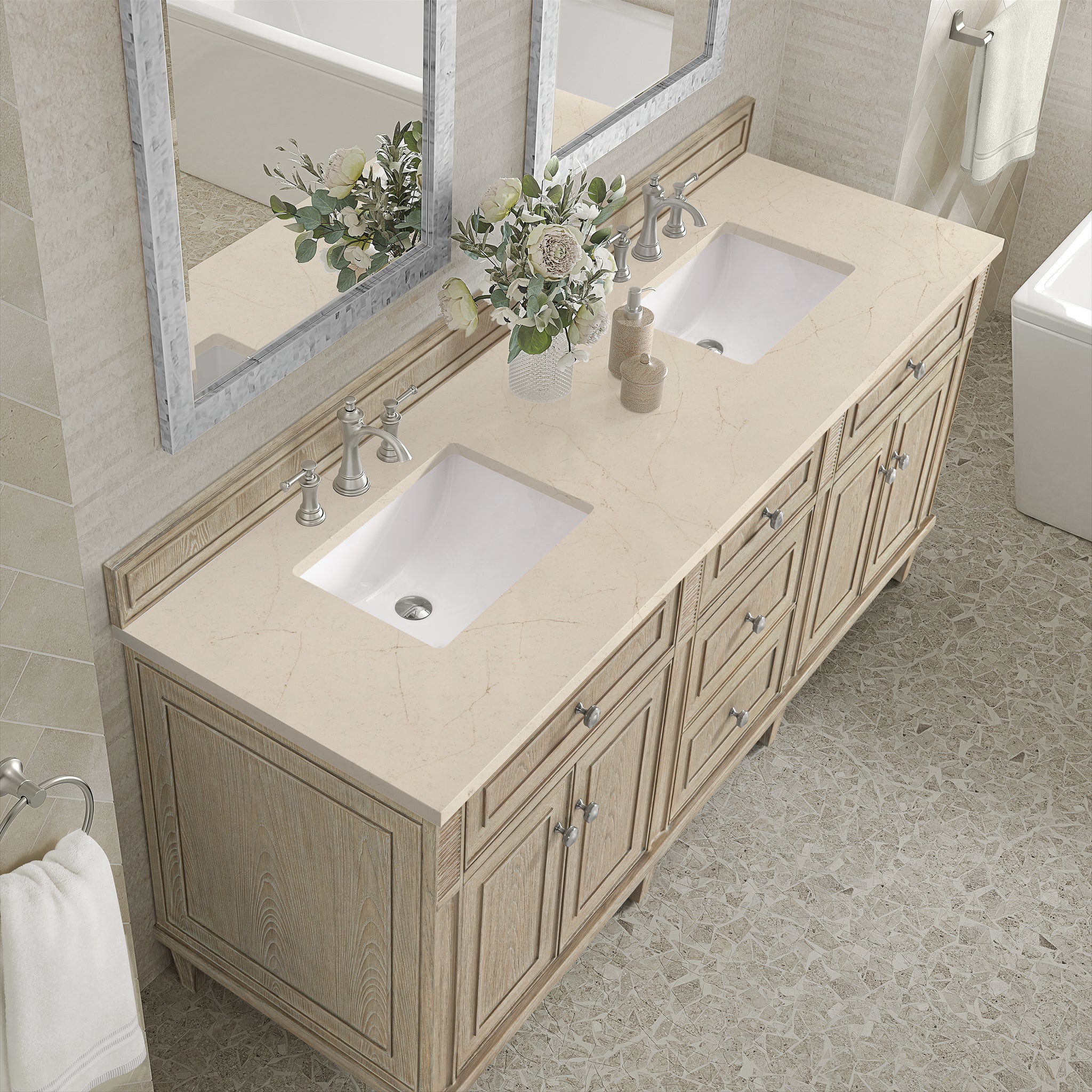 James Martin Lorelai 72" Double Bathroom Vanity, Whitewashed Oak, view 25
