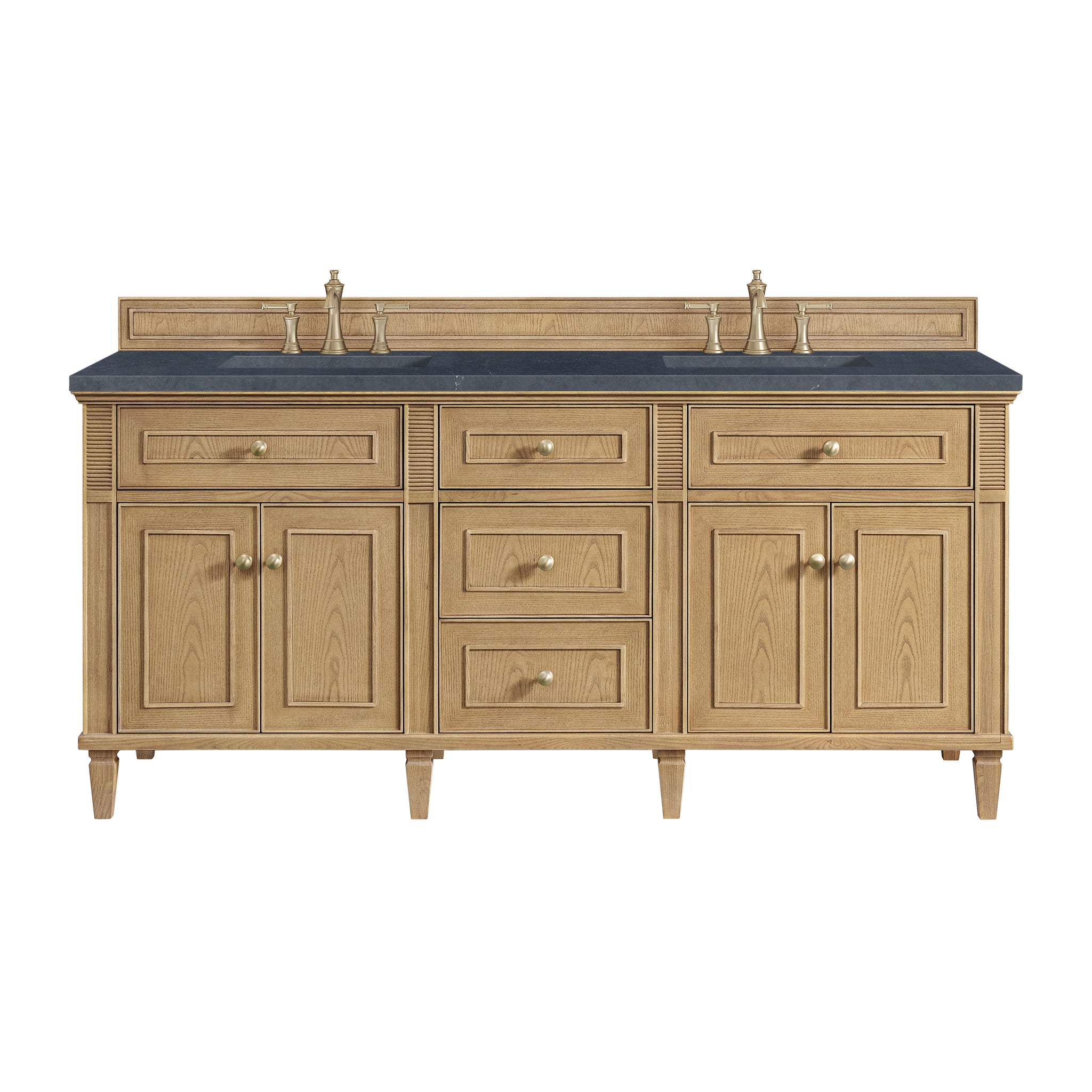 James Martin Lorelai 72" Double Bathroom Vanity, Light Natural Oak with Charcoal Soapstone countertop