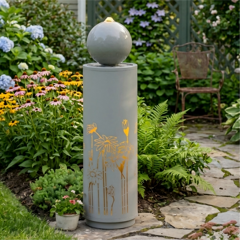 Metal Sphere Water Fountain Outdoor with LED, photo 2 of 13