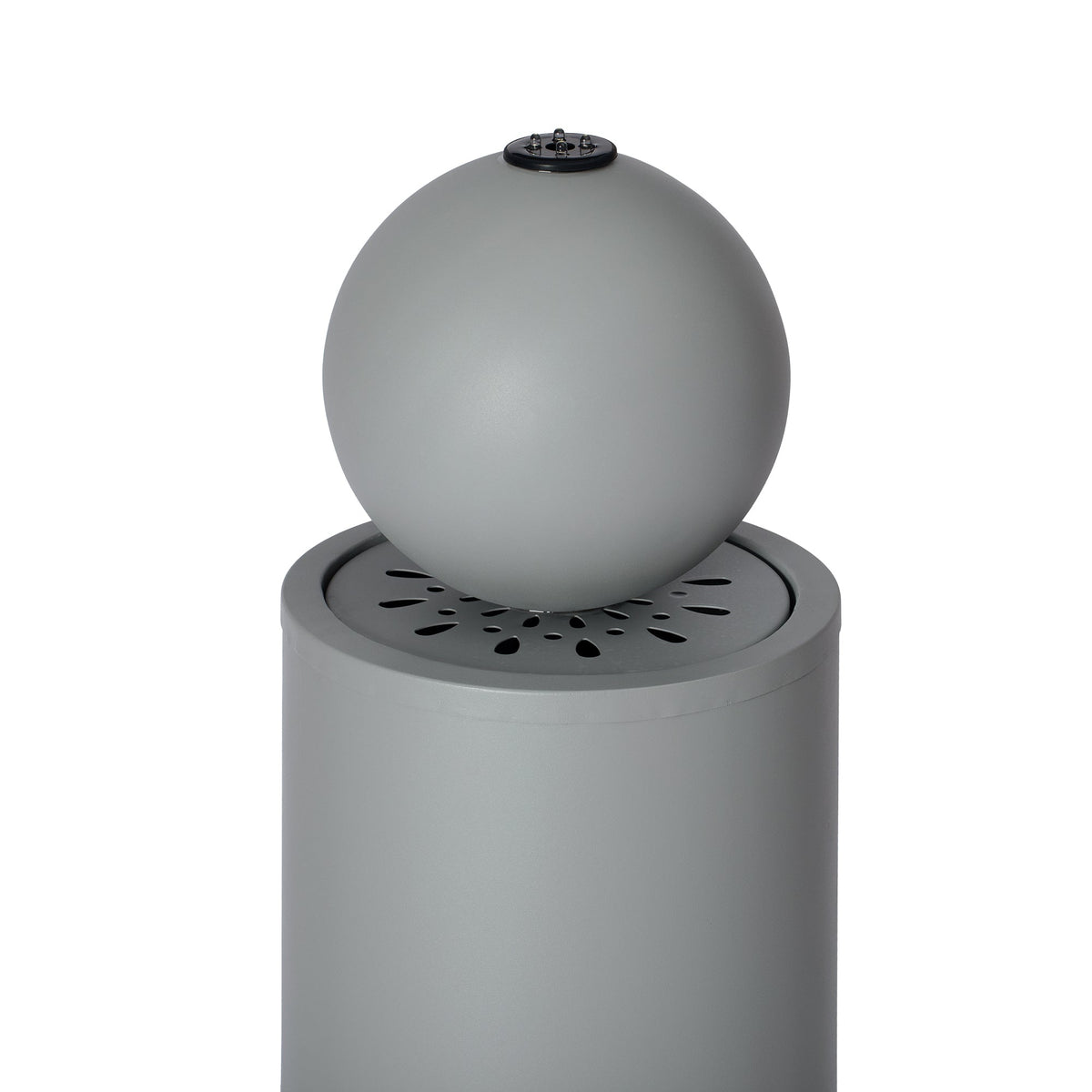 Metal Sphere Water Fountain Outdoor with LED, close-up of the surface