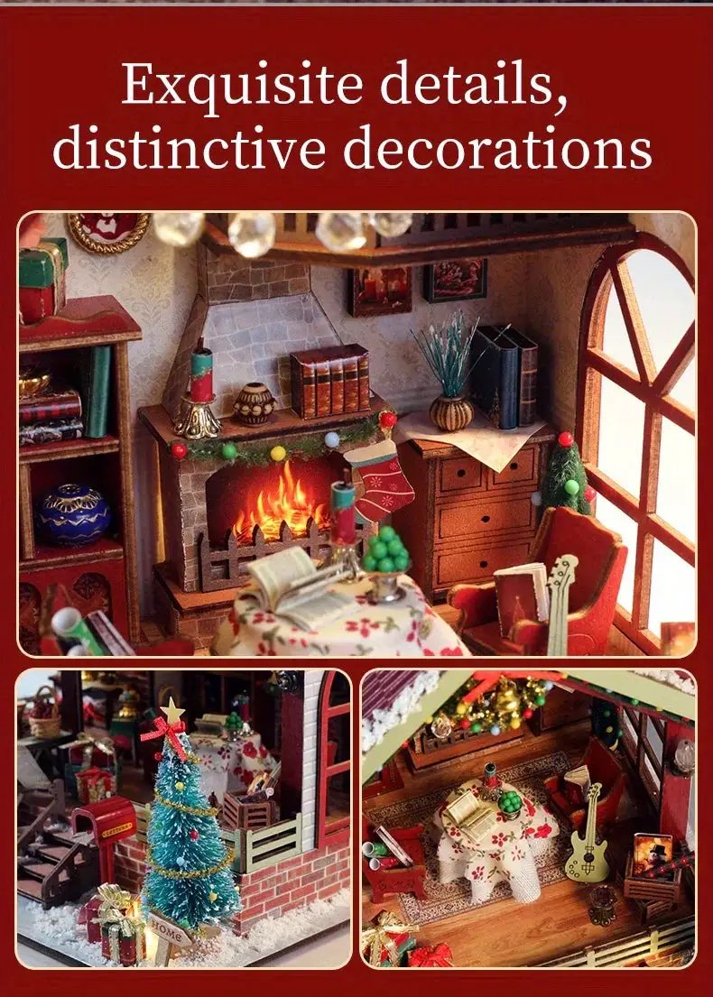 Gingerbread House Christmas Book Nook Kit with Wooden Details by House Of Avana
