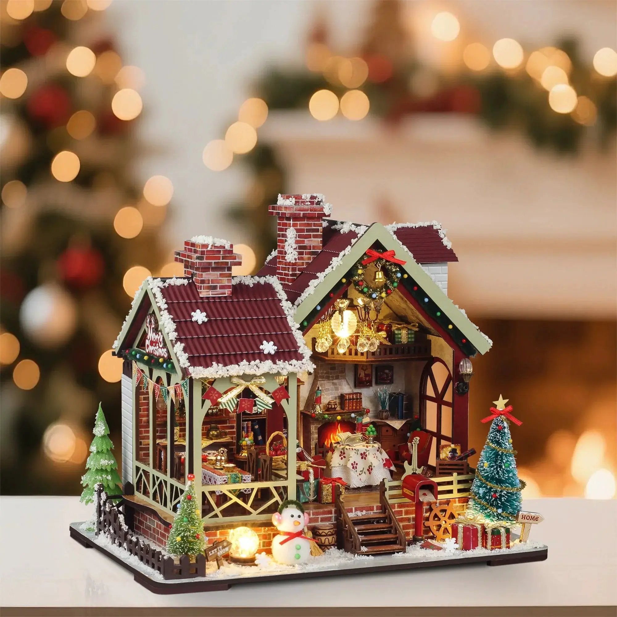 Gingerbread House Christmas Book Nook Kit with Wooden Details by House Of Avana