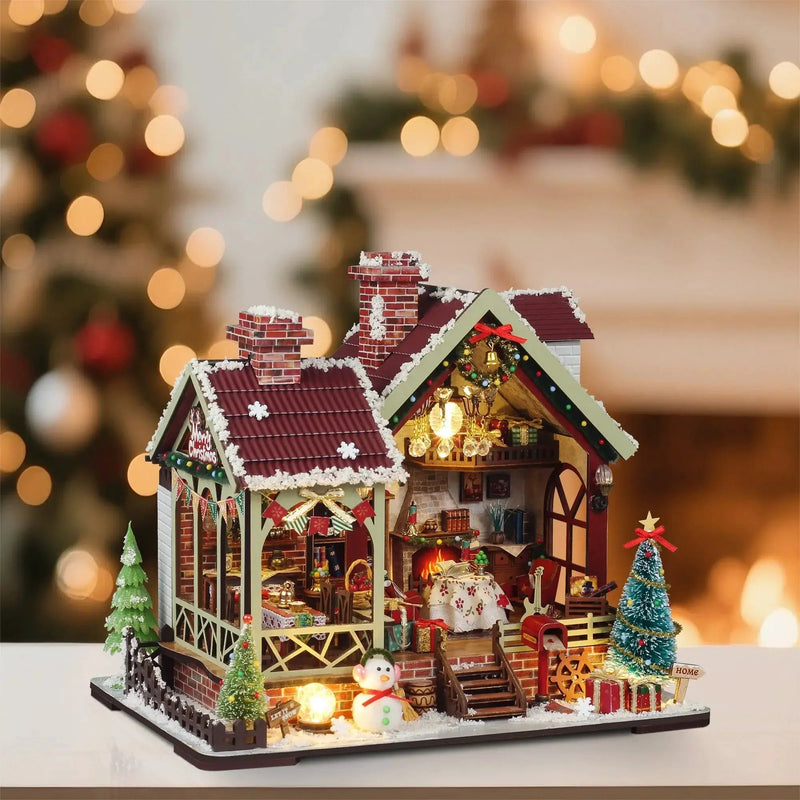 Gingerbread House Christmas Book Nook Kit with Wooden Details by House Of Avana