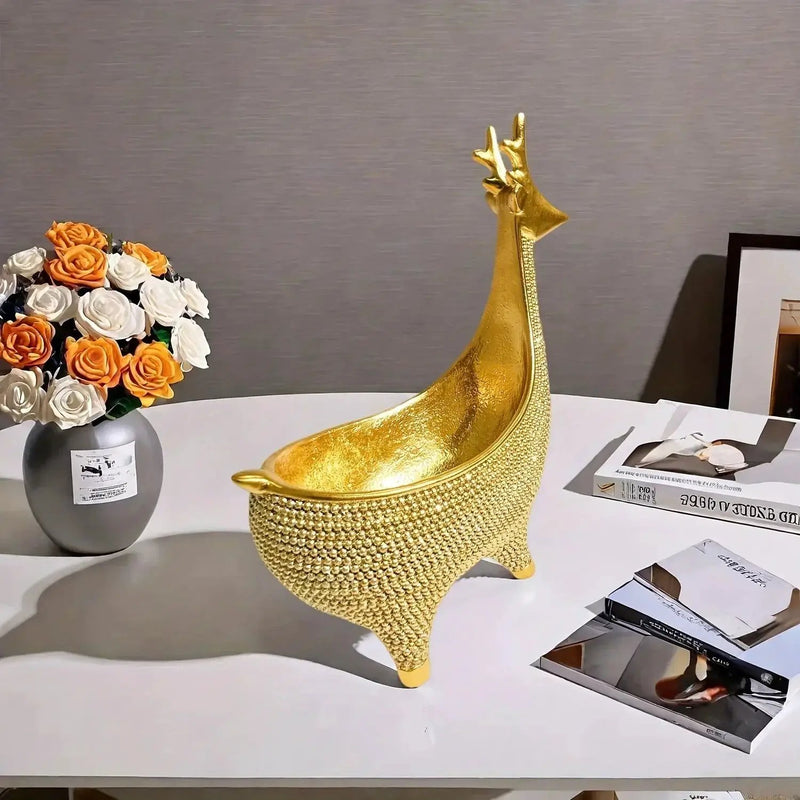 Giraffe Figurine - Ornate Golden Beaded Statue by House Of Avana