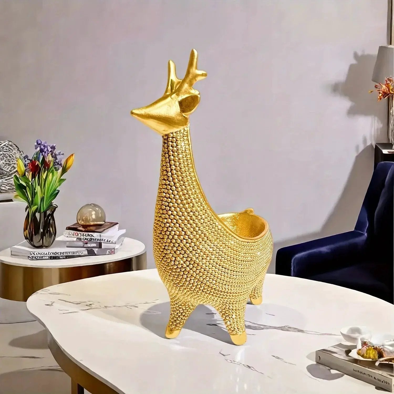 Giraffe Figurine - Ornate Golden Beaded Statue by House Of Avana