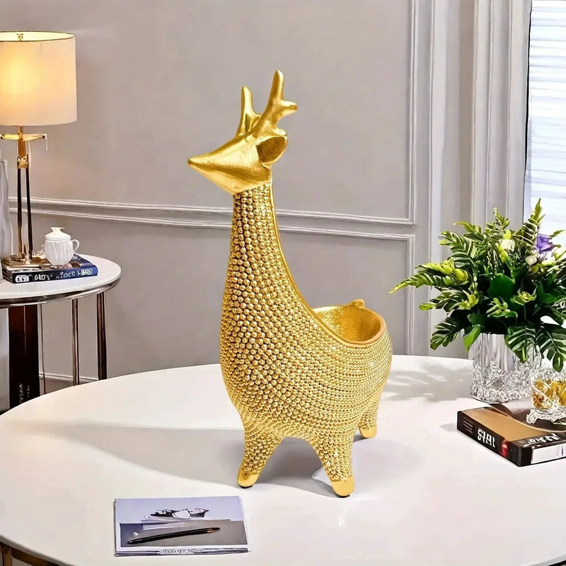 Giraffe Figurine - Ornate Golden Beaded Statue by House Of Avana