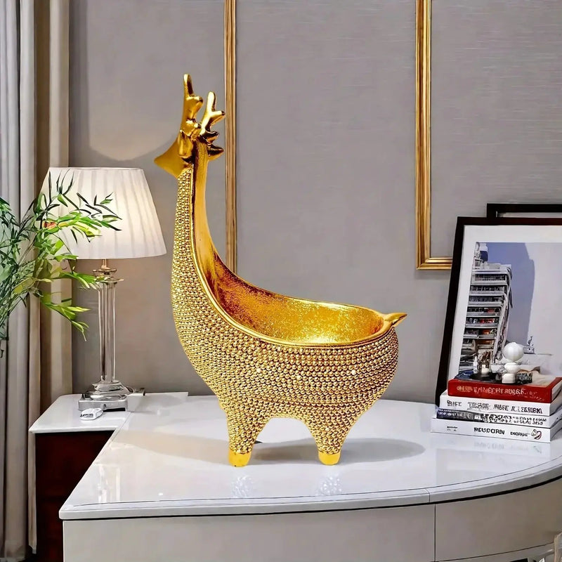 Giraffe Figurine - Ornate Golden Beaded Statue by House Of Avana