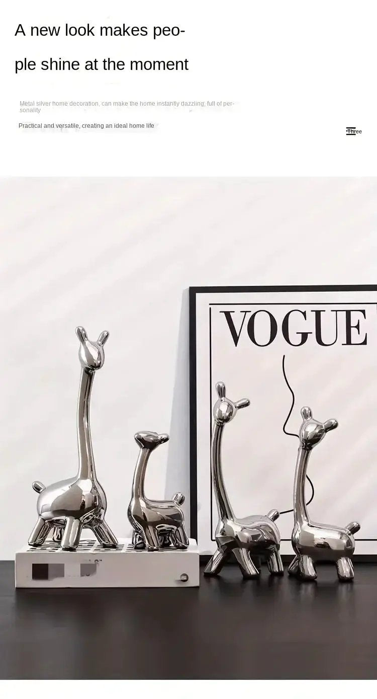 Giraffe Figurines - Decorative Ceramic 4pcs by House Of Avana