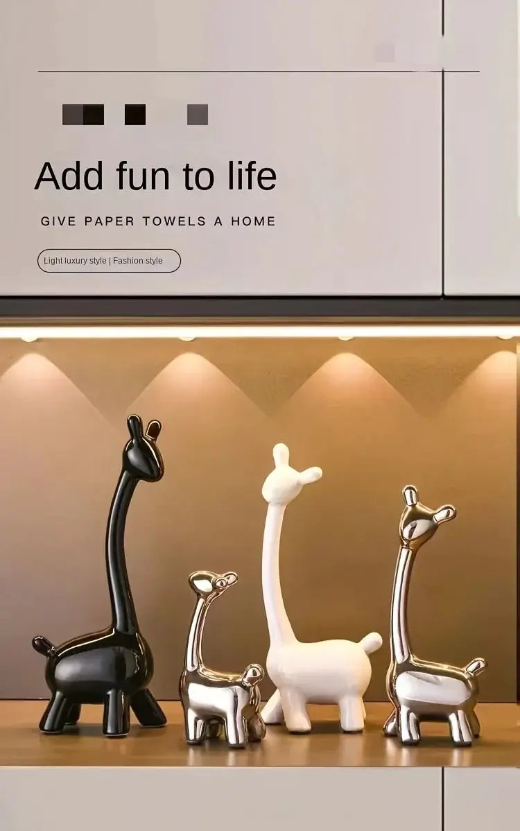 Giraffe Figurines - Decorative Ceramic 4pcs by House Of Avana