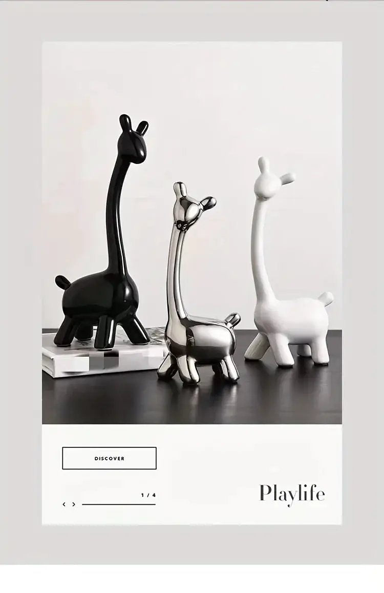 Giraffe Figurines - Decorative Ceramic 4pcs by House Of Avana