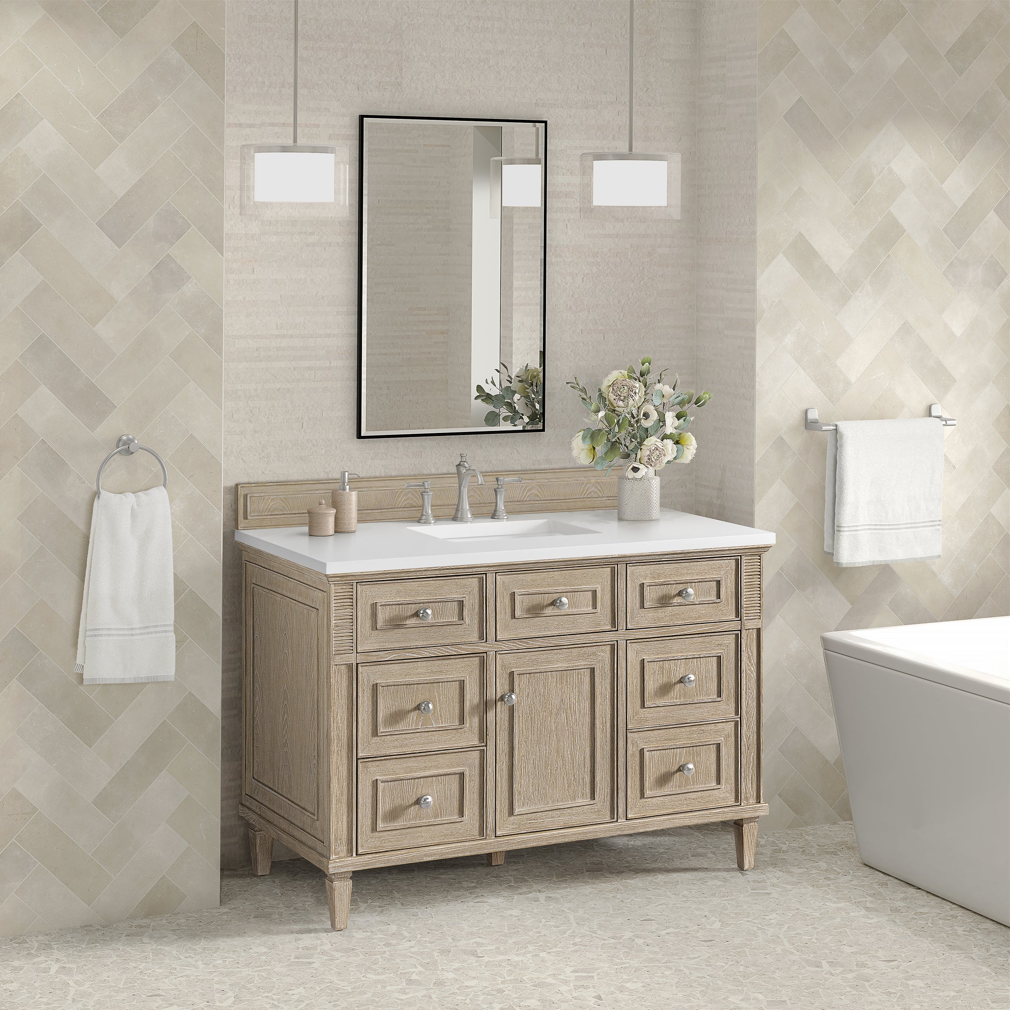 James Martin Lorelai 48" Single Bathroom Vanity, Whitewashed Oak, view 38