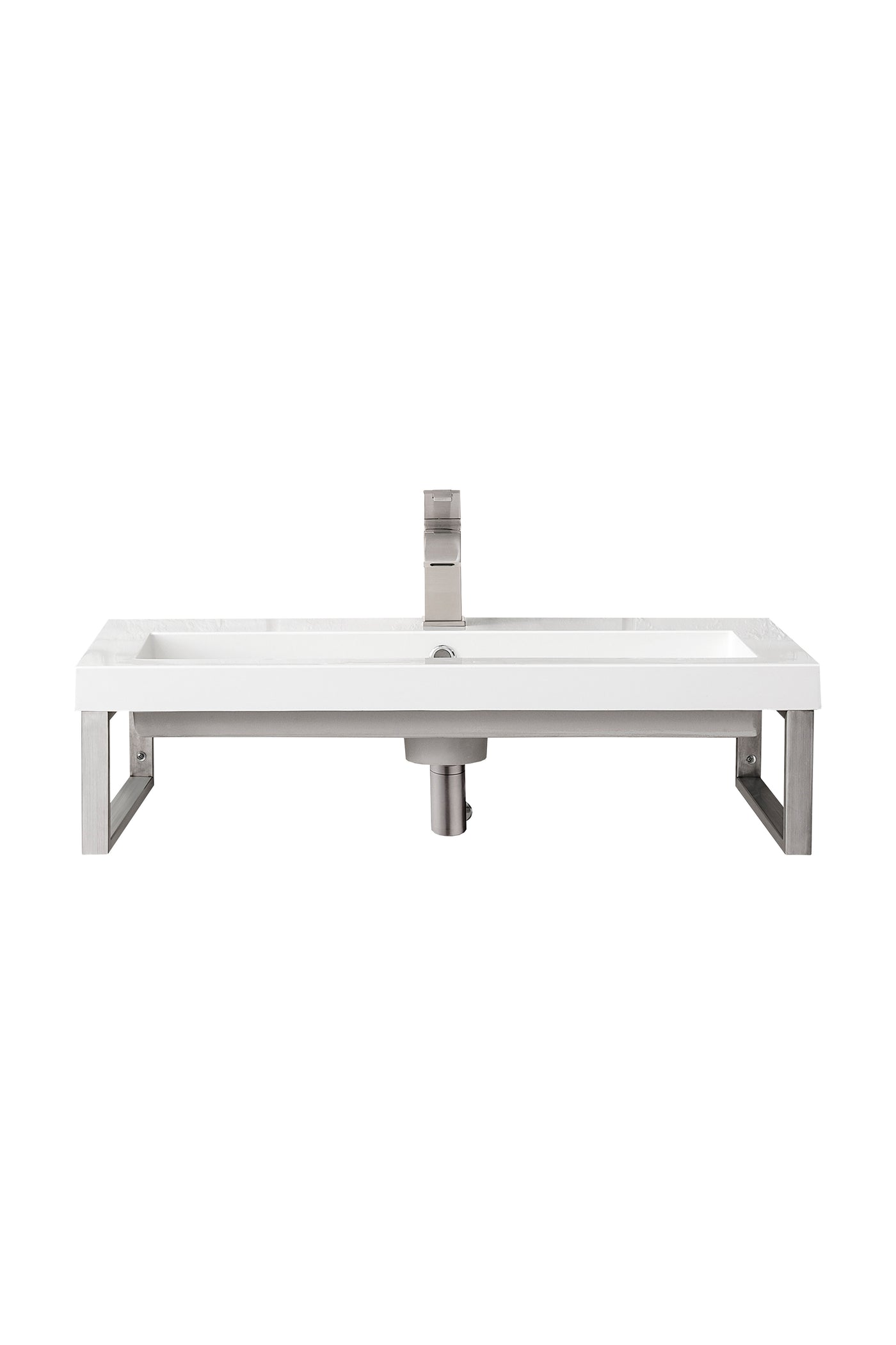 James Martin Boston 15.25" Floating Wall Bracket, Brushed Nickel with White Glossy (31.5" Top) countertop