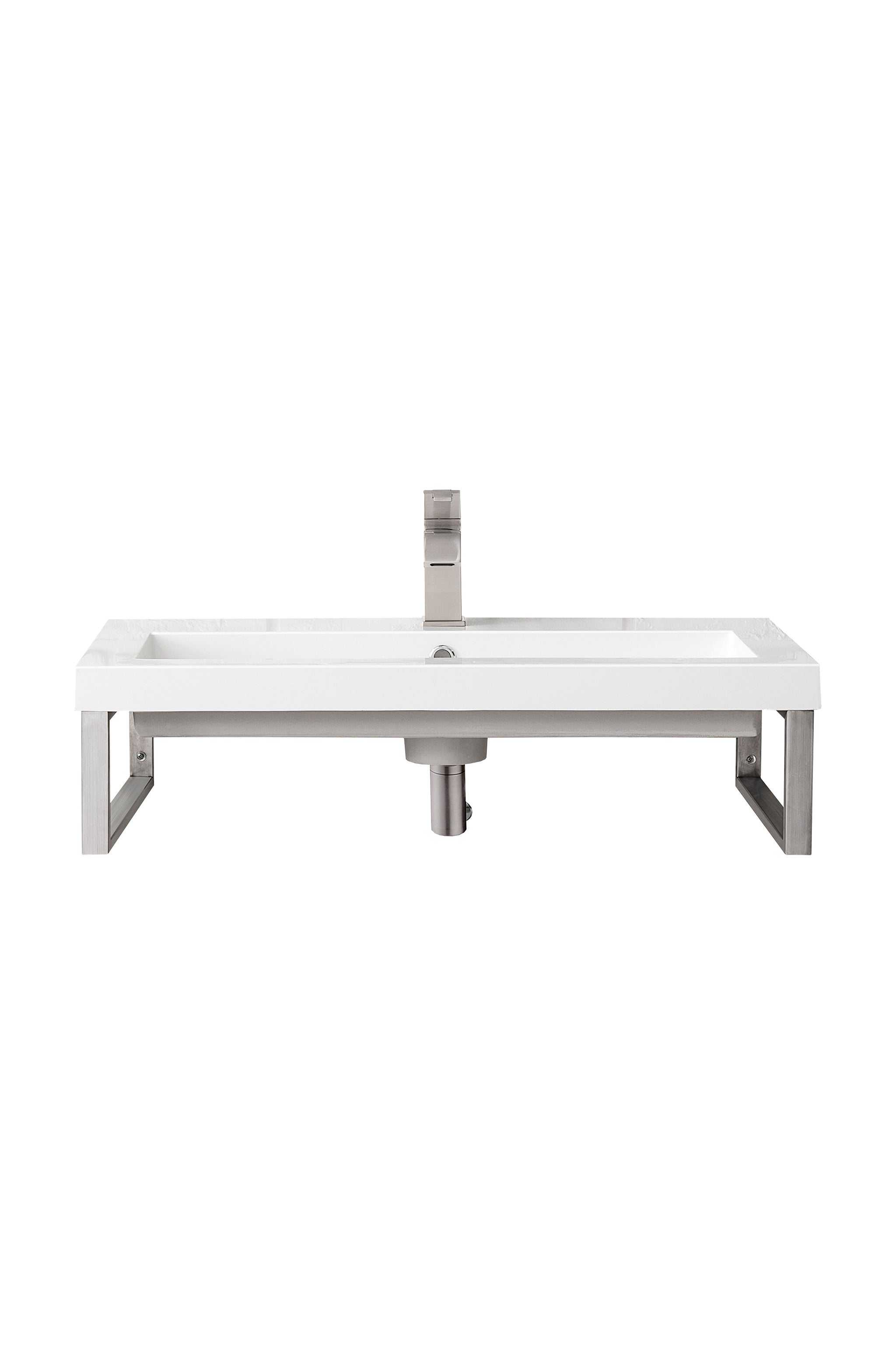 James Martin Boston 15.25" Floating Wall Bracket, Brushed Nickel with White Glossy (31.5" Top) countertop