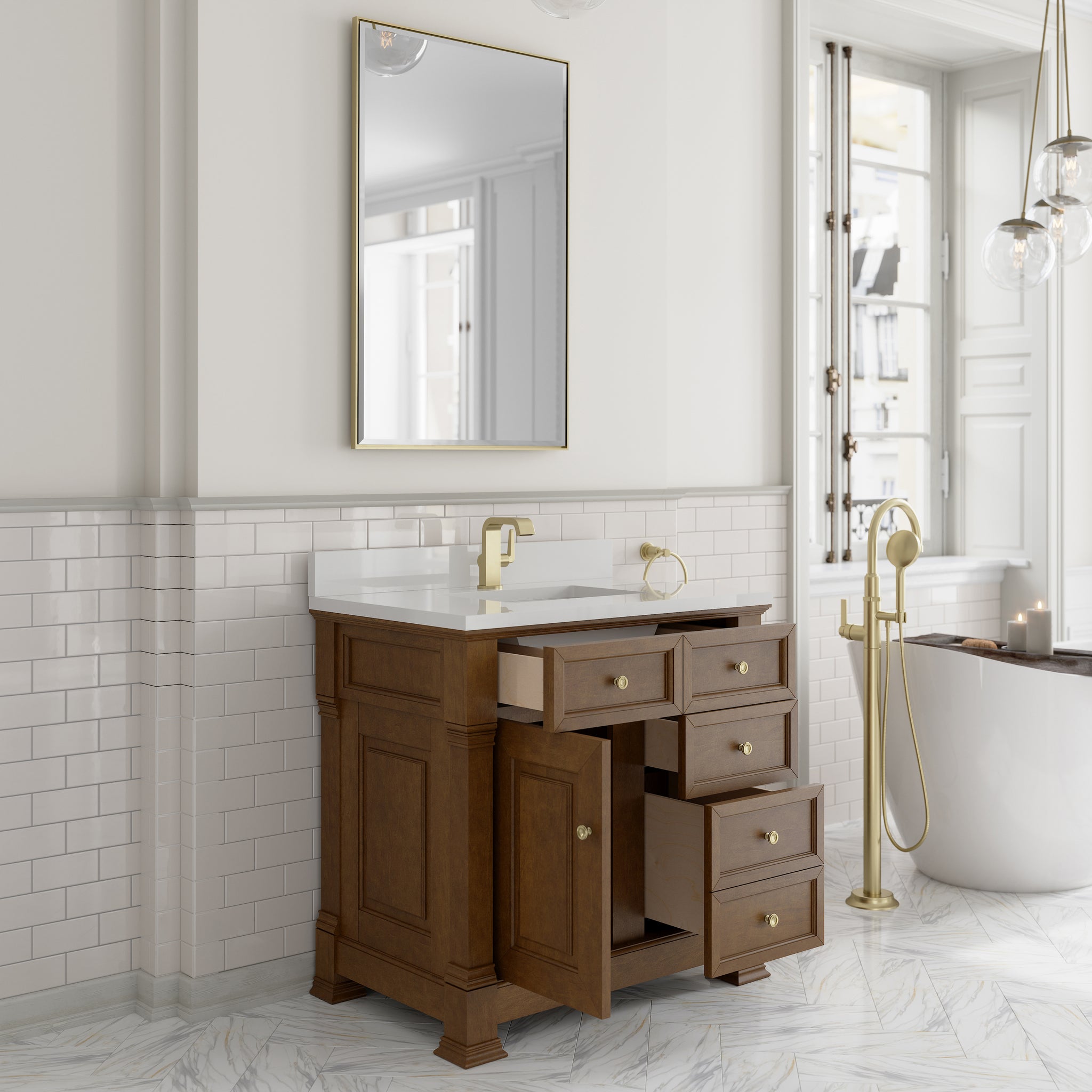James Martin Brookfield 36" Single Bathroom Vanity, Honey Oak, view 38