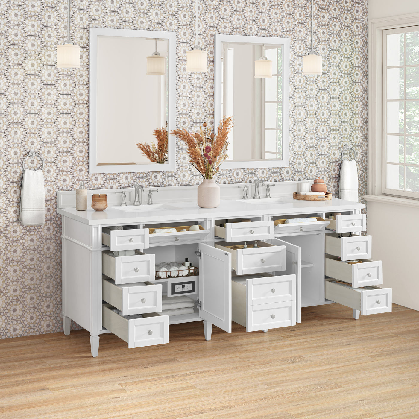 James Martin Brittany 84" Double Bathroom Vanity, Bright White, view 21
