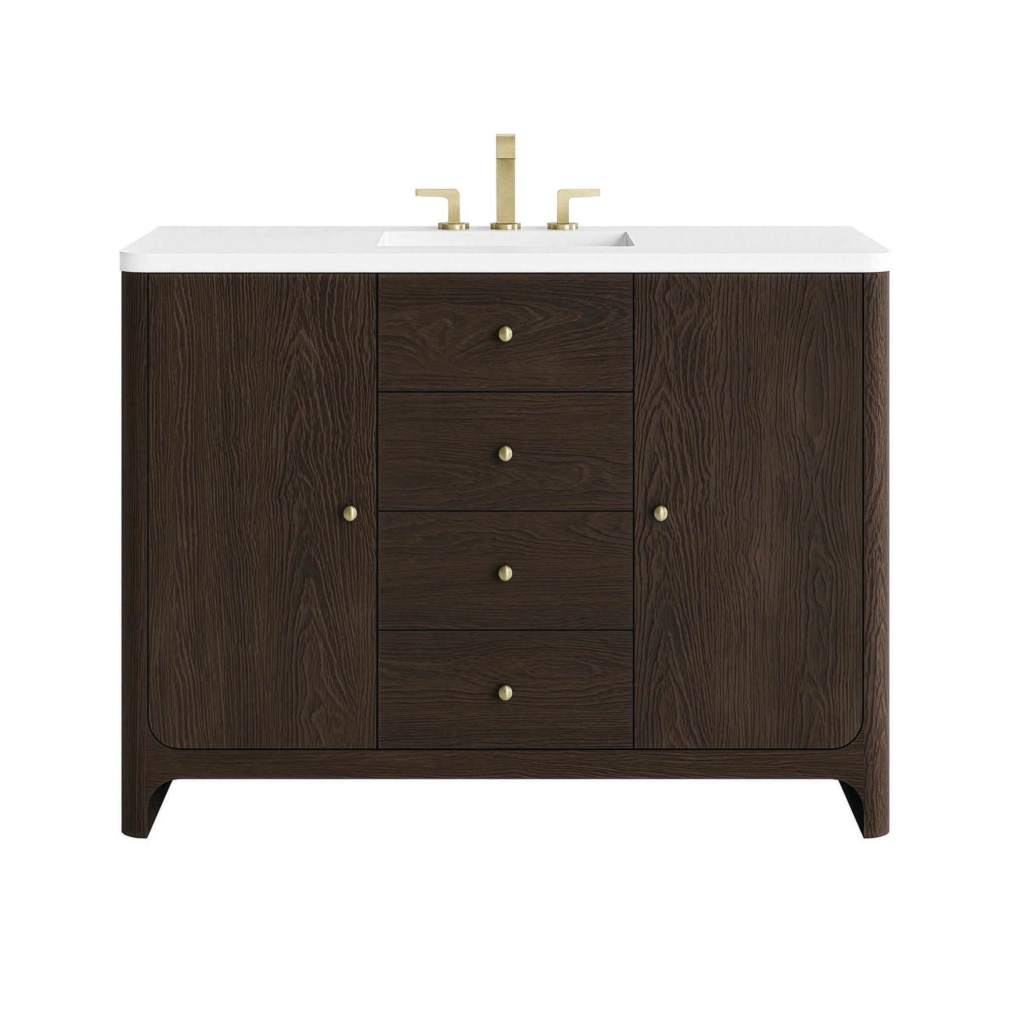 James Martin Gracyn 48" Single Bathroom Vanity, Sable with White Zeus (Widespread) countertop