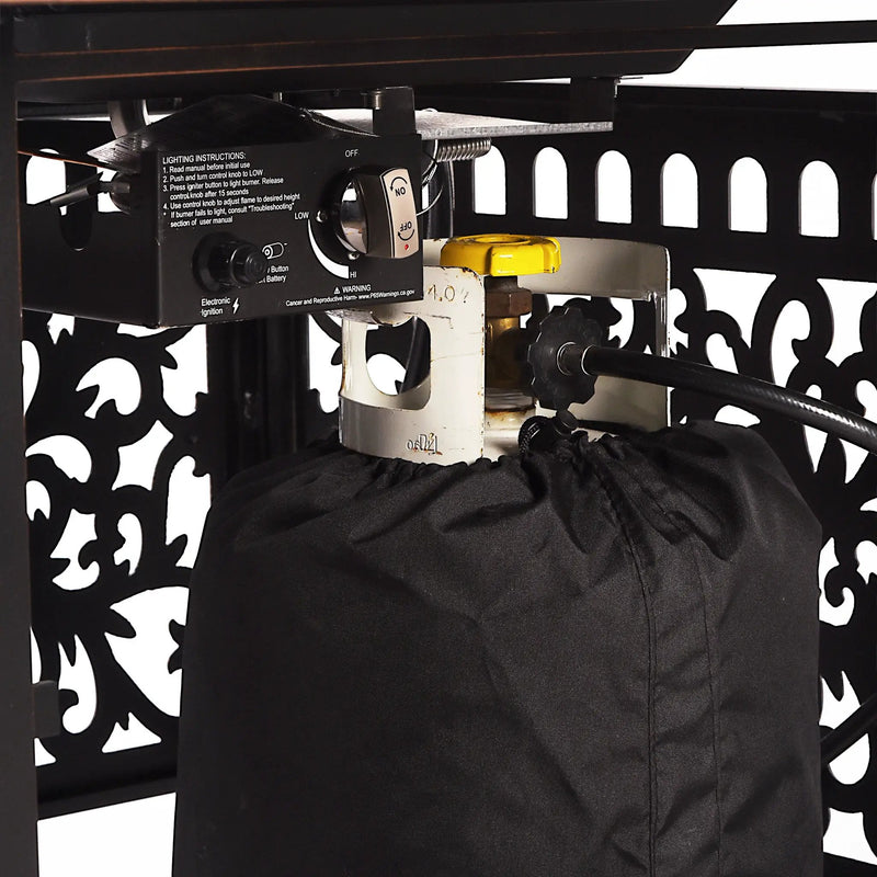 Black Aluminum Fire Table Set with Four Club Chairs by Sharicks