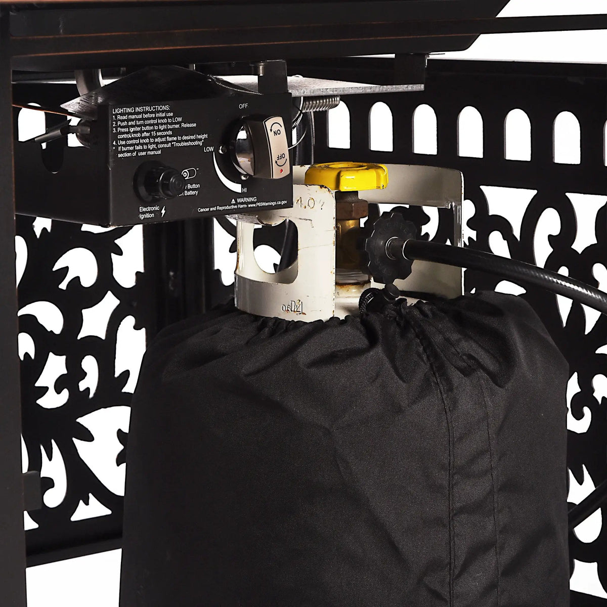 Black Aluminum Fire Table Set with Four Club Chairs by Sharicks
