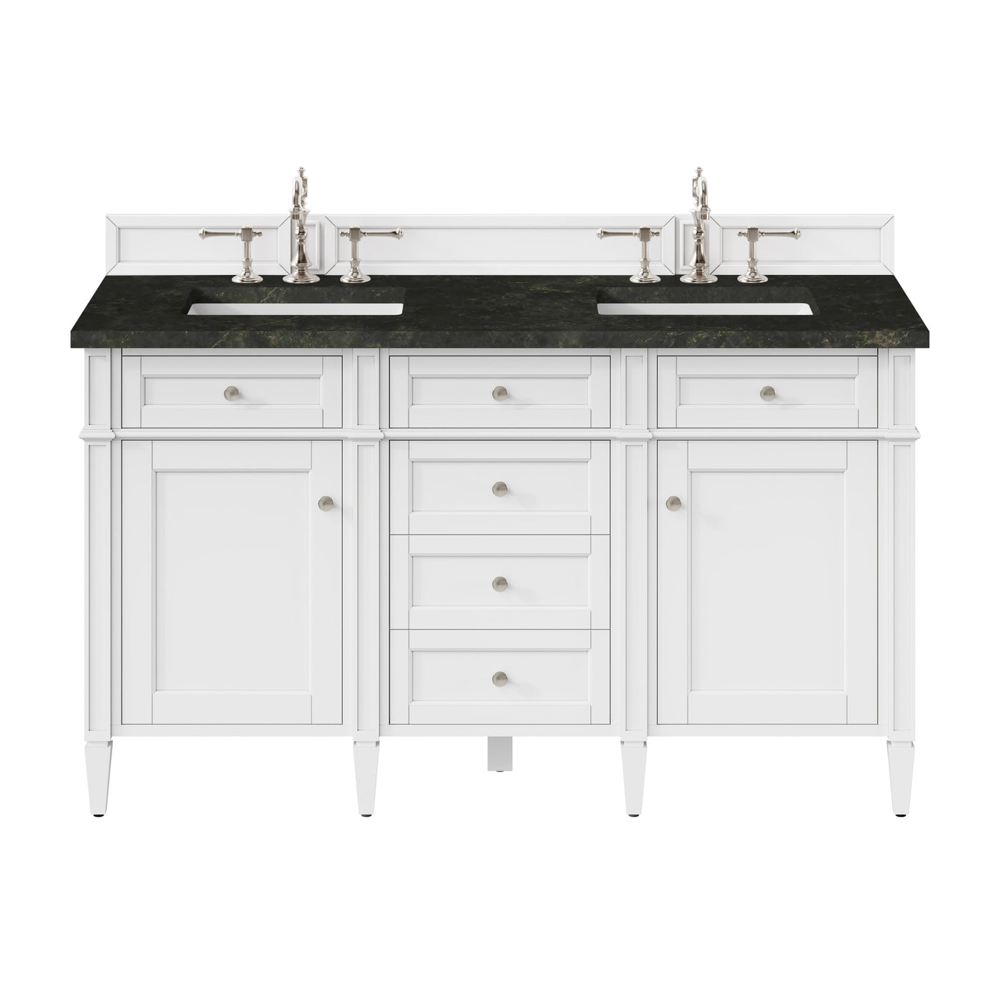 James Martin Brittany 60" Double Bathroom Vanity, Bright White with Phantome countertop