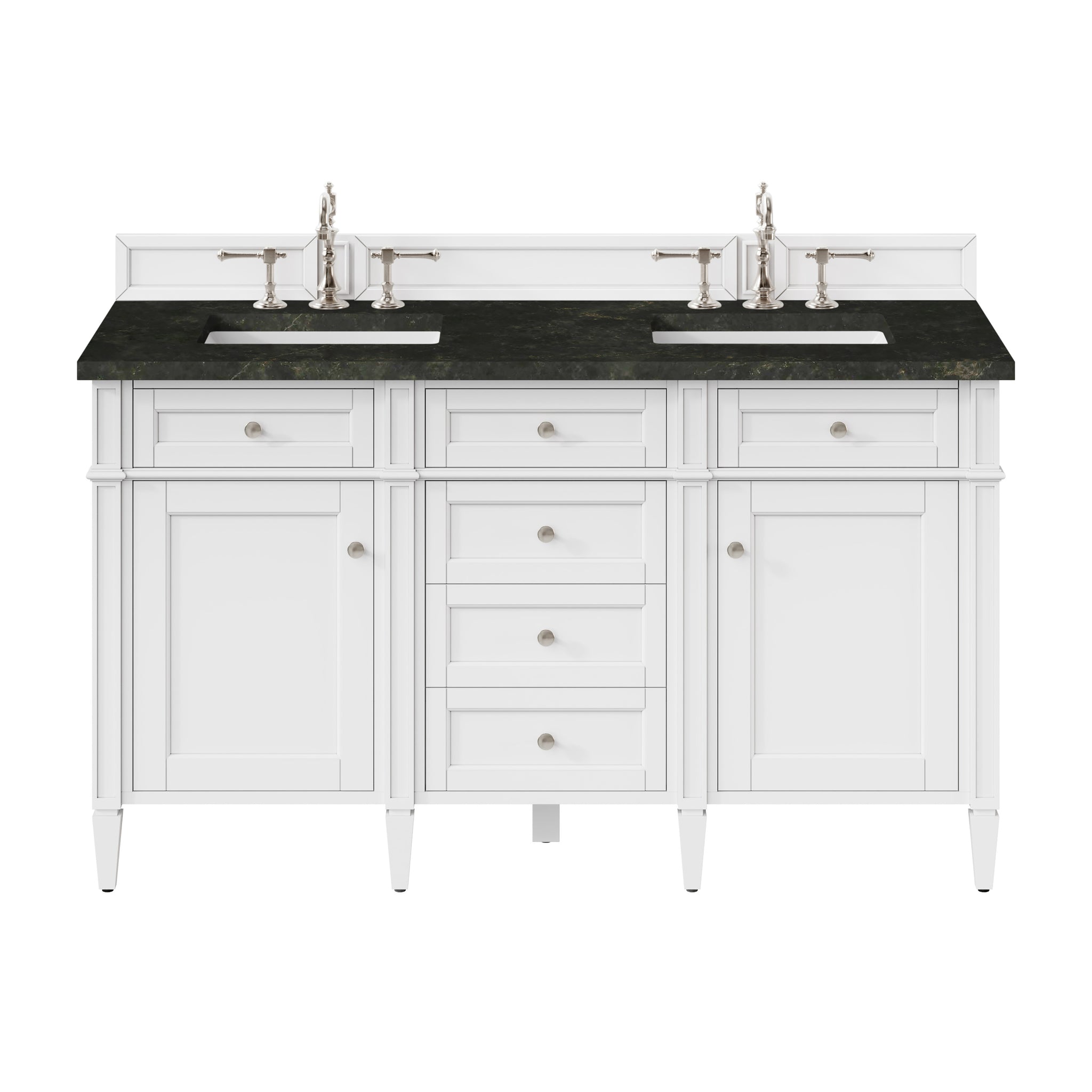 James Martin Brittany 60" Double Bathroom Vanity, Bright White with Phantome countertop