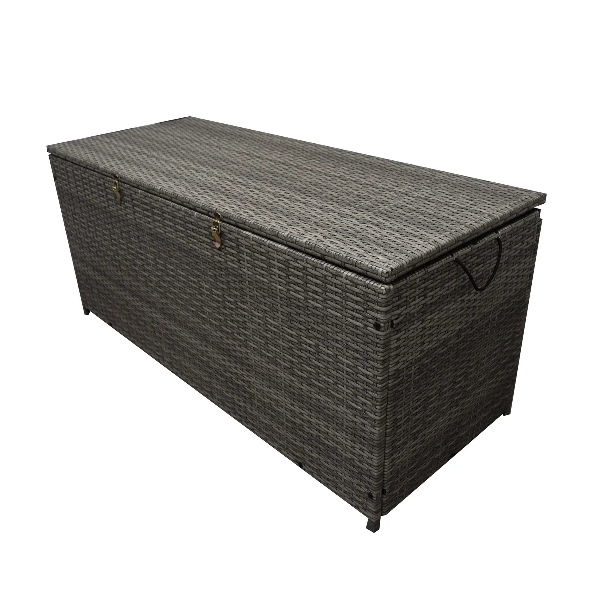 Grey Wicker Patio Deck Box with 113 Gallon Storage and Metal Frame by Sharicks