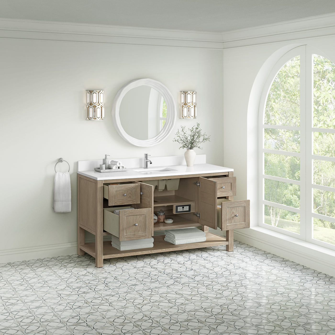 James Martin Breckenridge 60" Single Bathroom Vanity, Whitewashed Oak, view 40