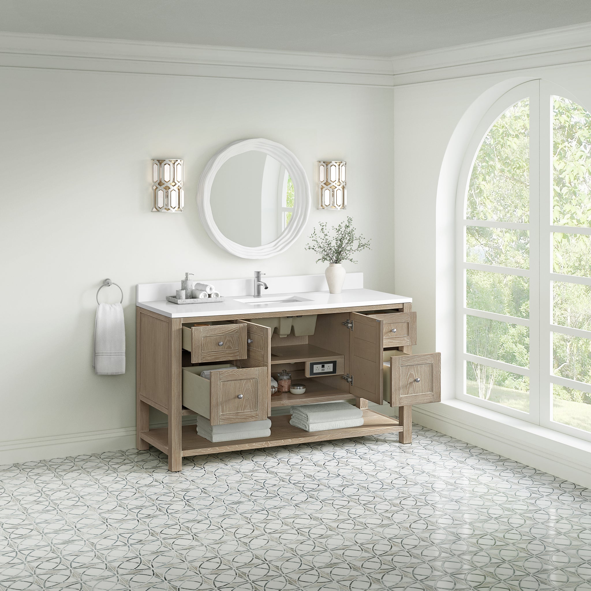 James Martin Breckenridge 60" Single Bathroom Vanity, Whitewashed Oak, view 40