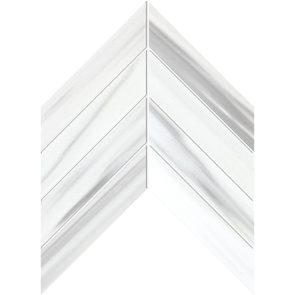 Glacial Polished Chevron Waterjet Marble Mosaics 13x10 Marble Polished 14x14 Mosaics