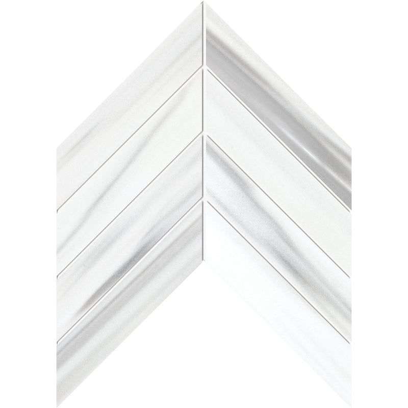 Glacial Polished Chevron Waterjet Marble Mosaics 13x10 Marble Polished 14x14 Mosaics
