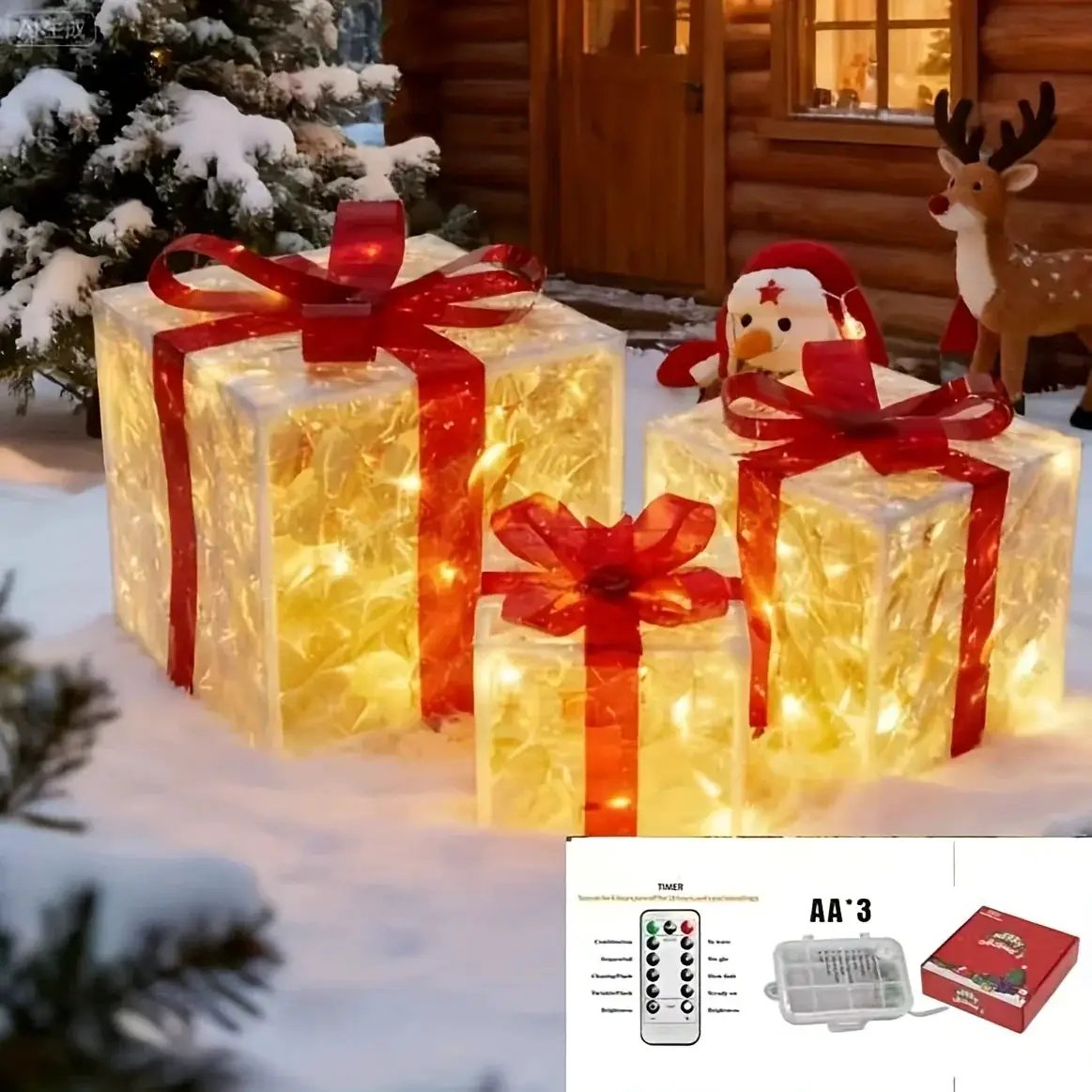 Glass Box Decoration with Warm Glowing Winter Tree Scene by House Of Avana