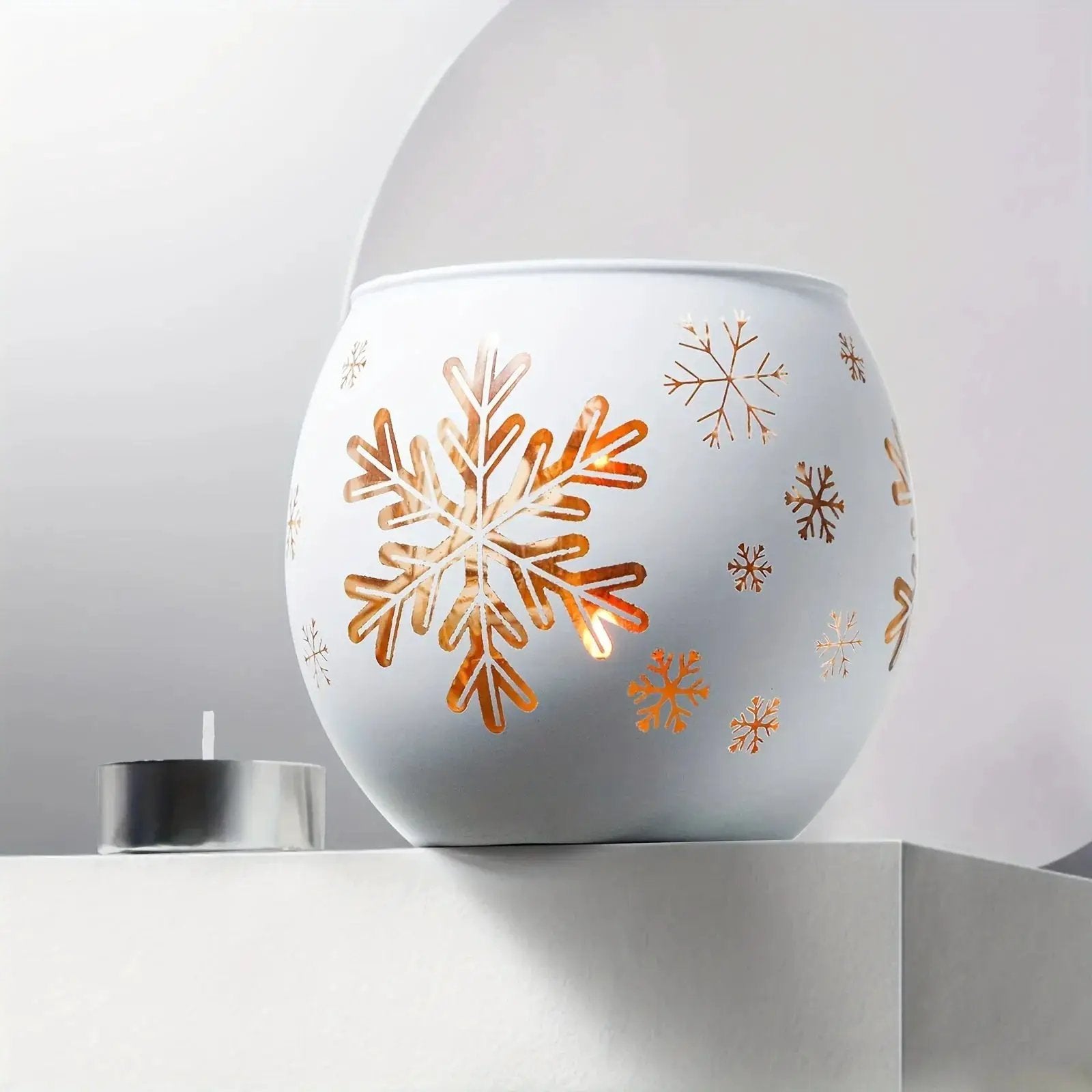 Glass Candle Holders Snowflake Design Clear by House Of Avana