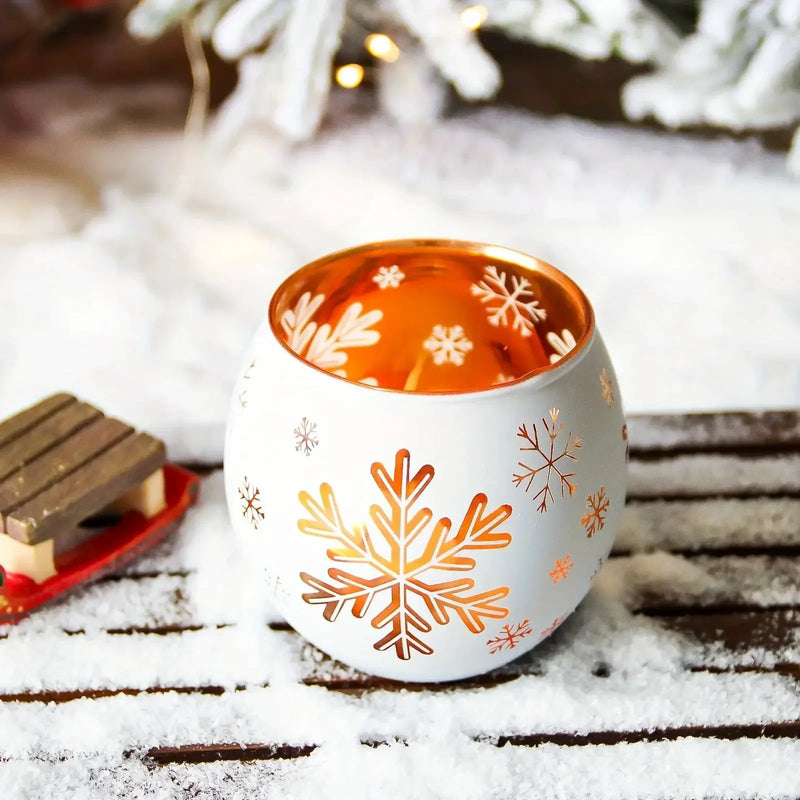 Glass Candle Holders Snowflake Design Clear by House Of Avana