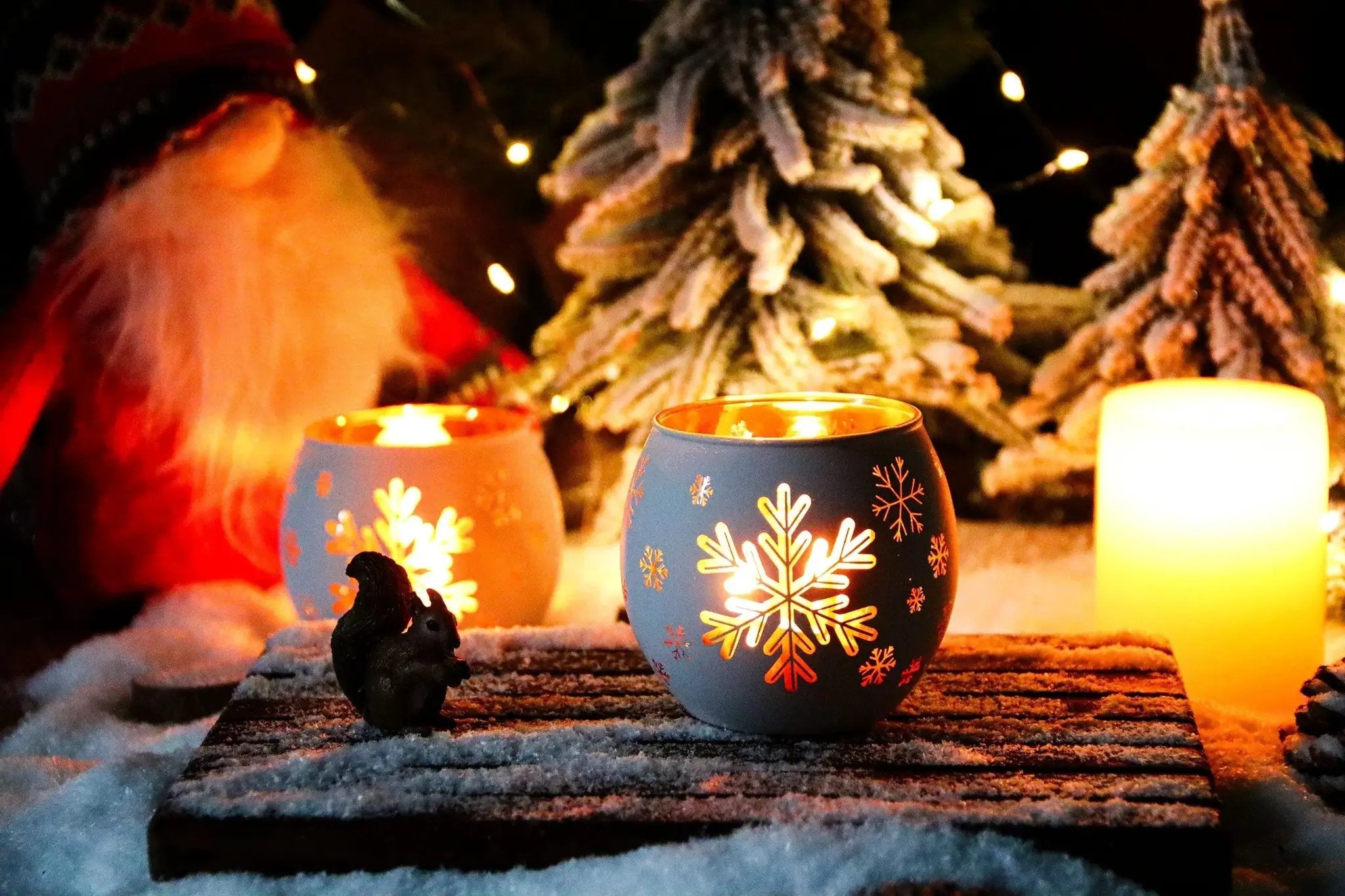 Glass Candle Holders Snowflake Design Clear by House Of Avana