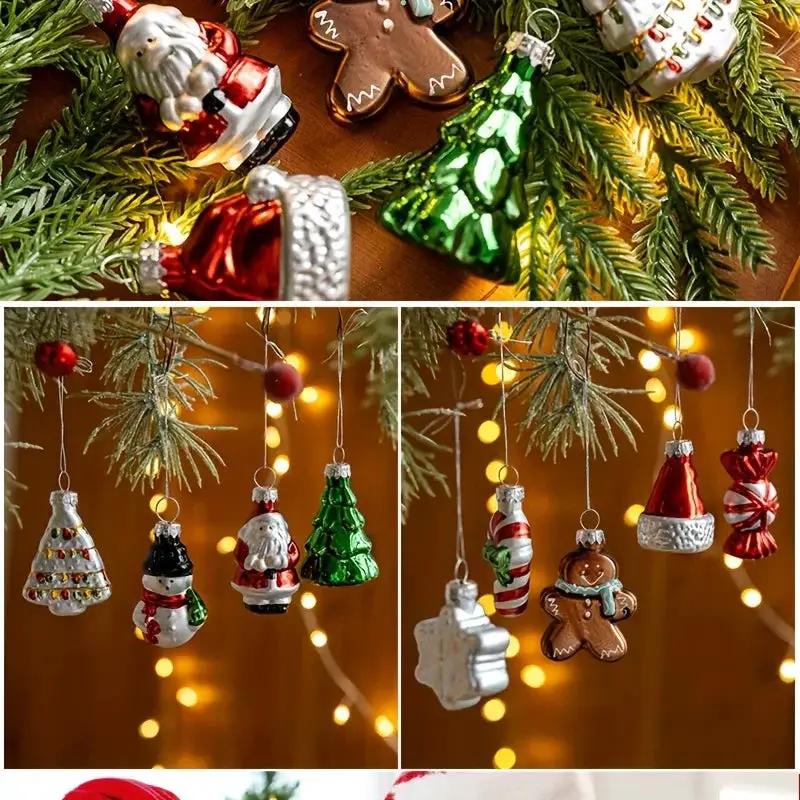Glass Christmas Ornament Set, 9pcs Creative Snowman & Snowflake Pendants by House Of Avana